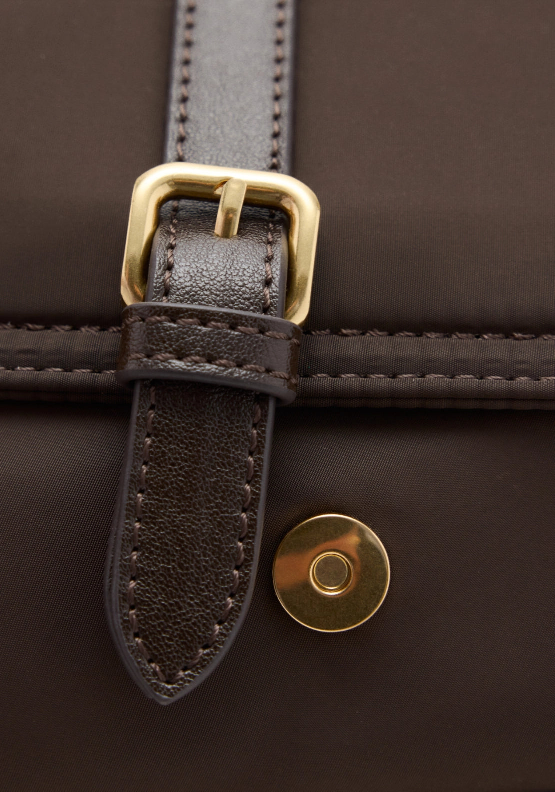 Buckle Pocket Shoulder Bag - Brown