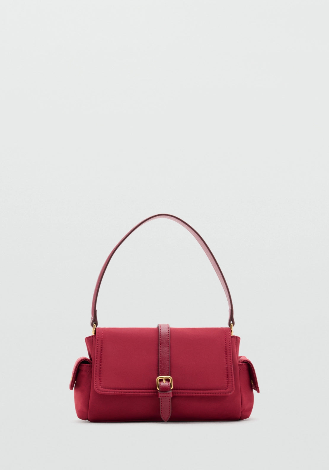 Buckle Pocket Shoulder Bag - Red
