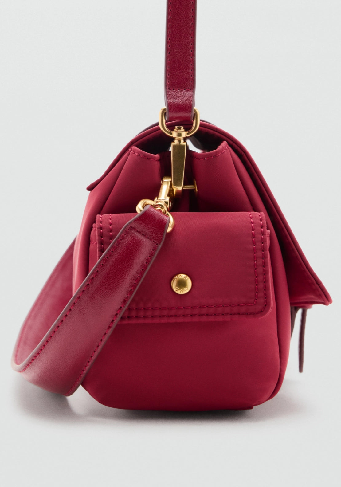 Buckle Pocket Shoulder Bag - Red