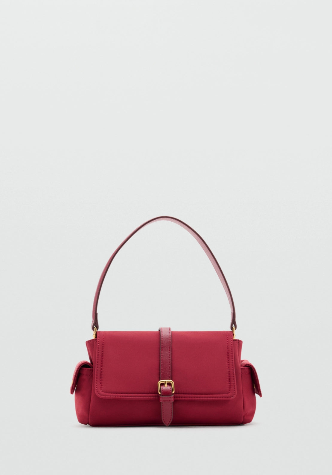 Buckle Pocket Shoulder Bag - Red