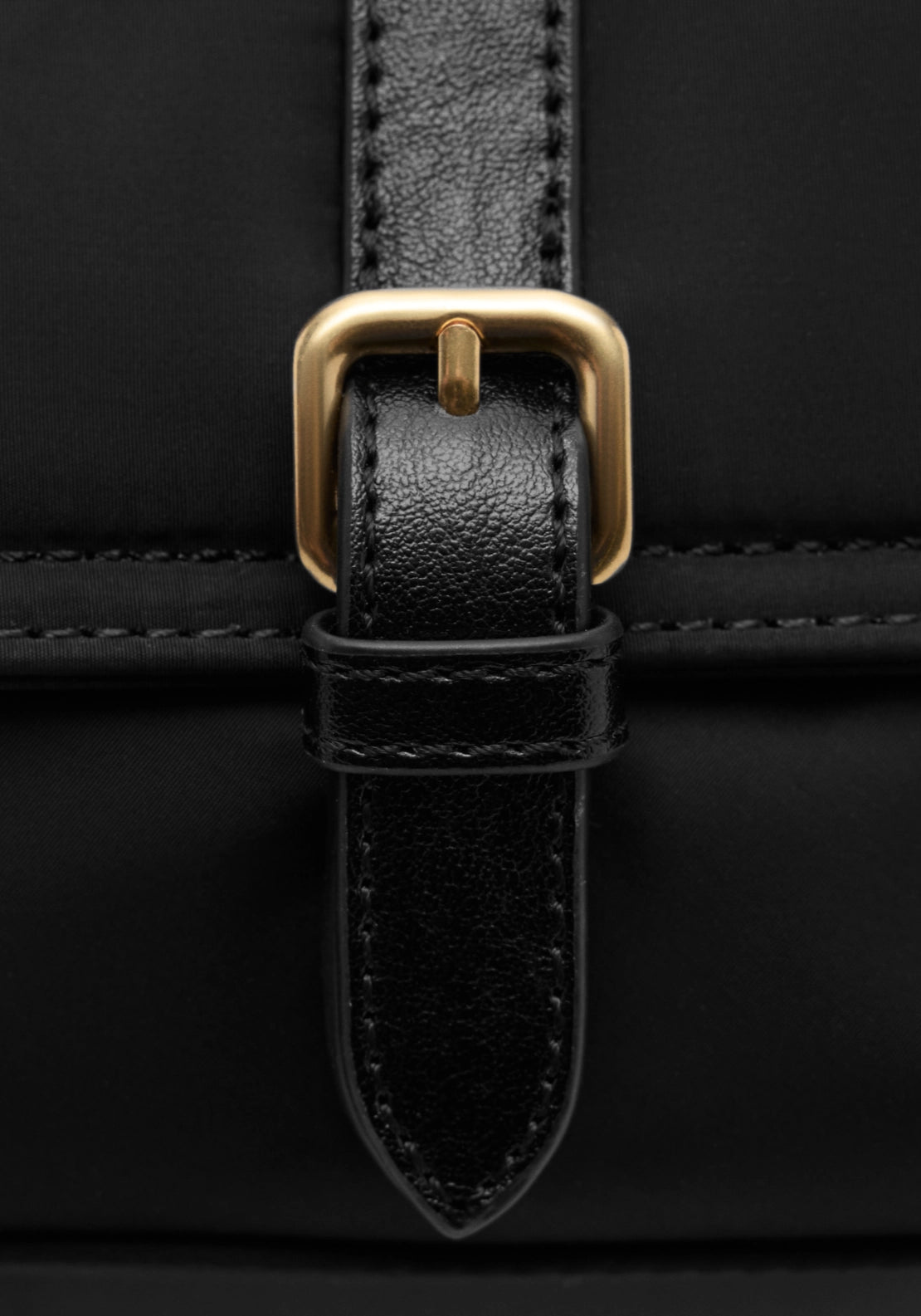Buckle Pocket Shoulder Bag - Black