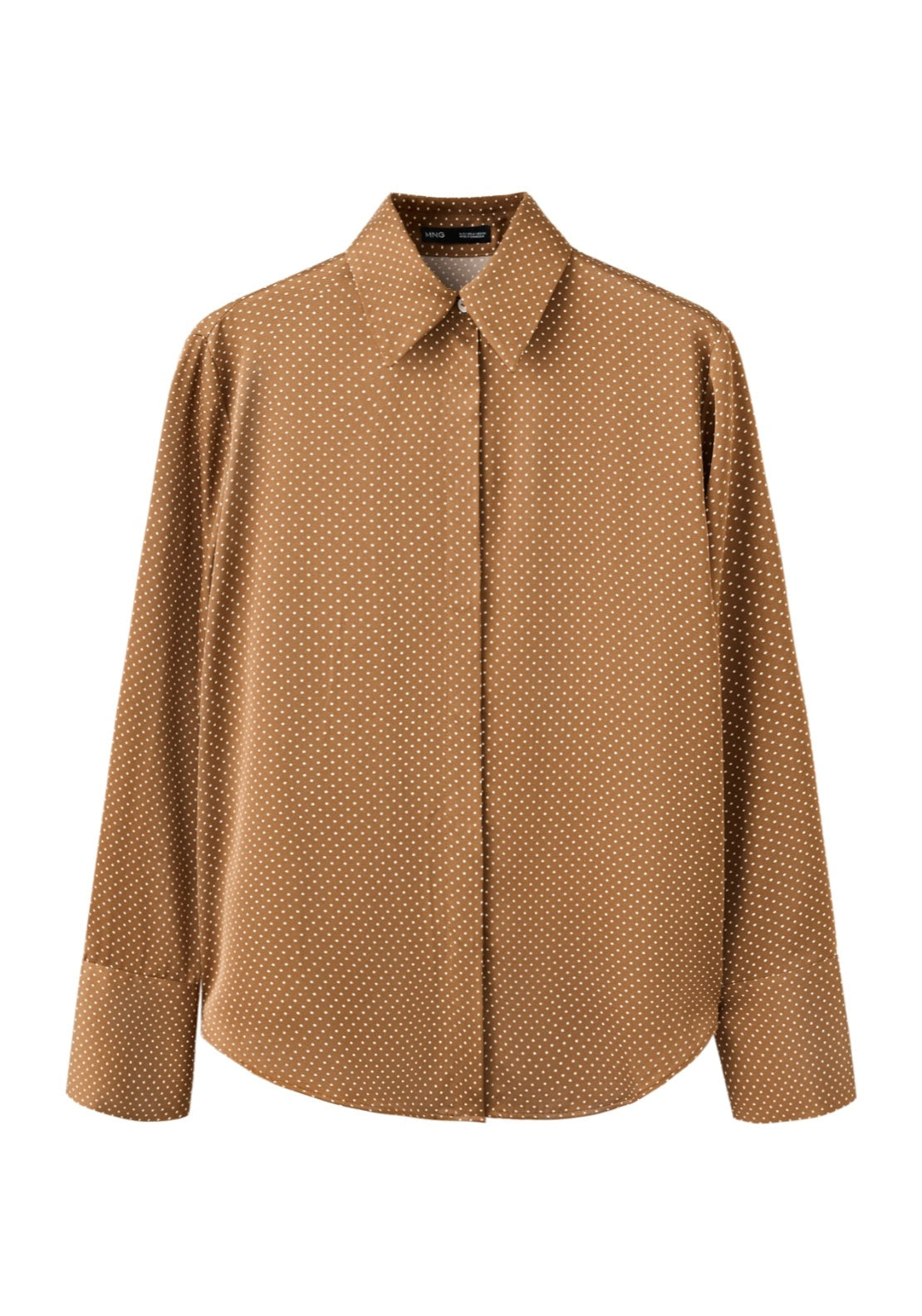 Polka Dot Satin Finish Shirt - Brown