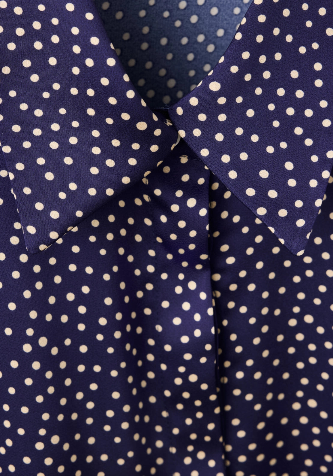 Polka Dot Satin Finish Shirt - Blue