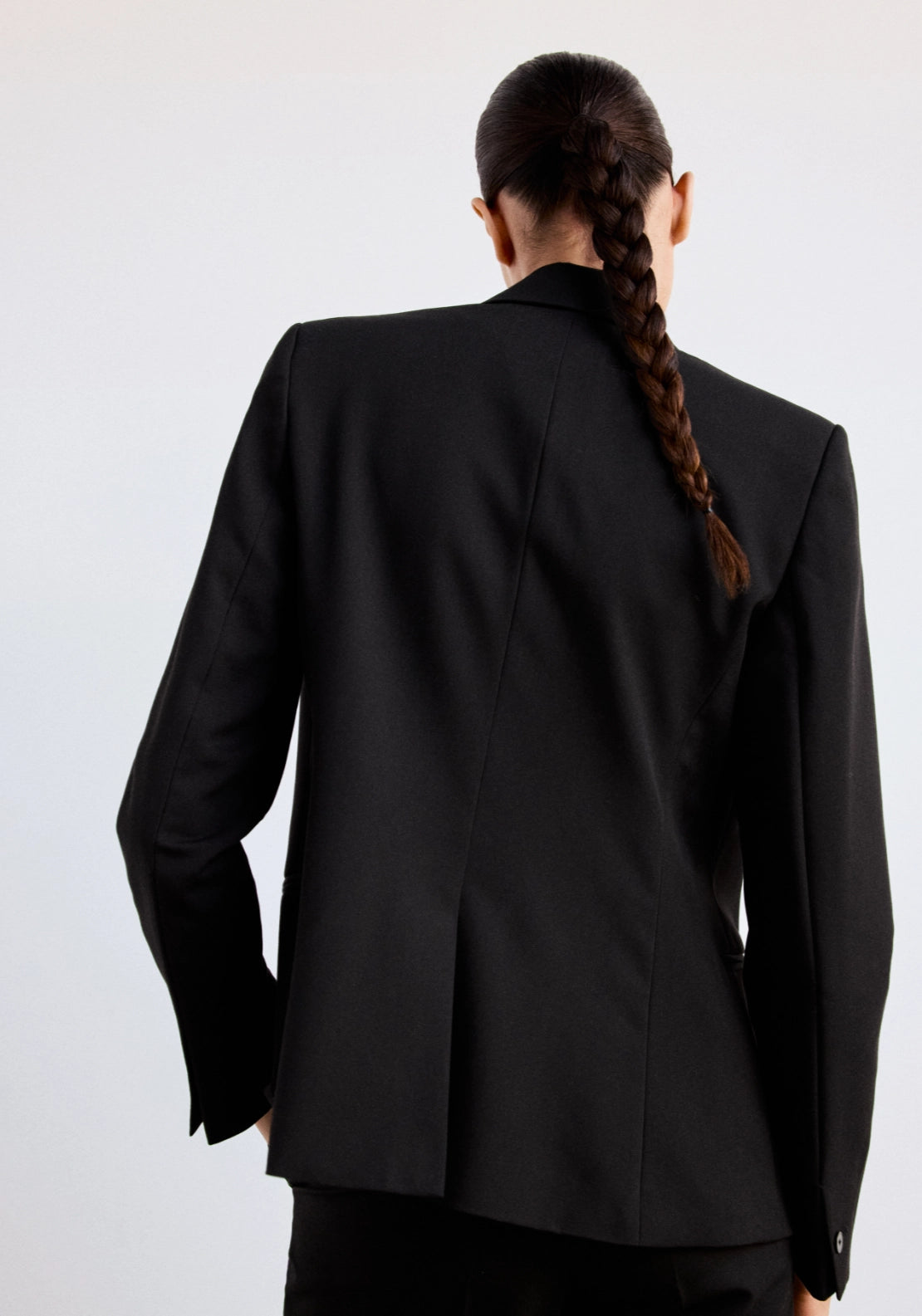 Fitted Notch Suit Blazer - Black
