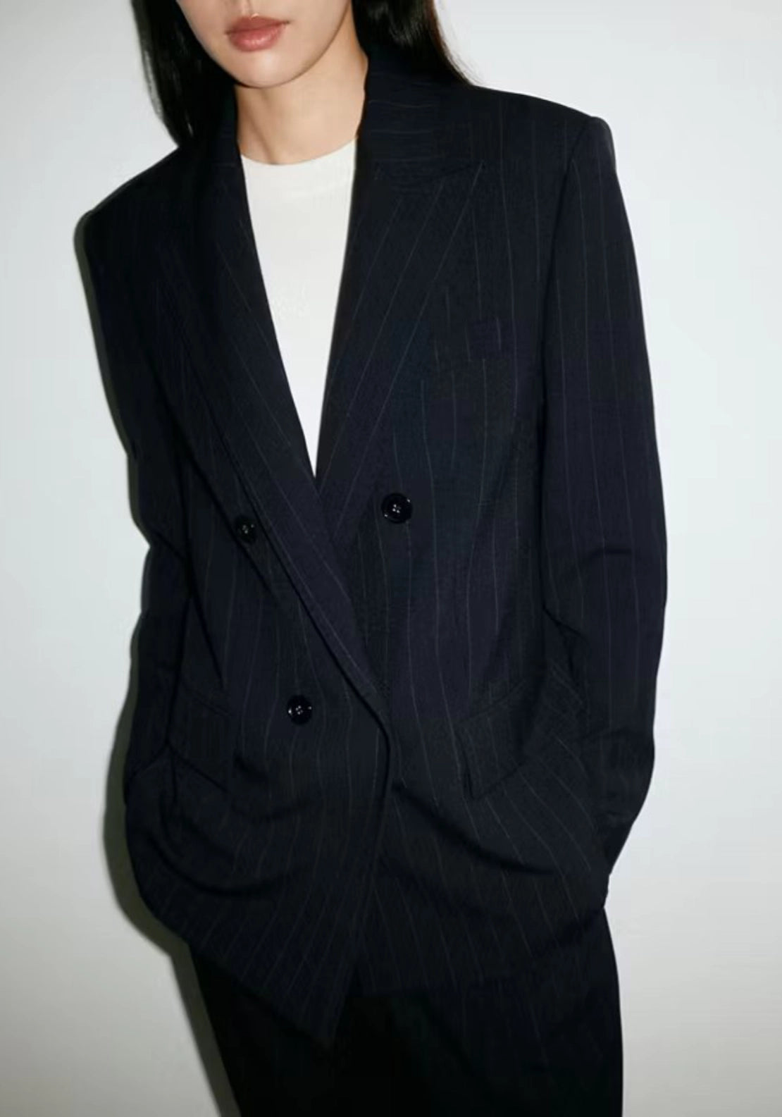 Double Breasted Suit Blazer - Blue