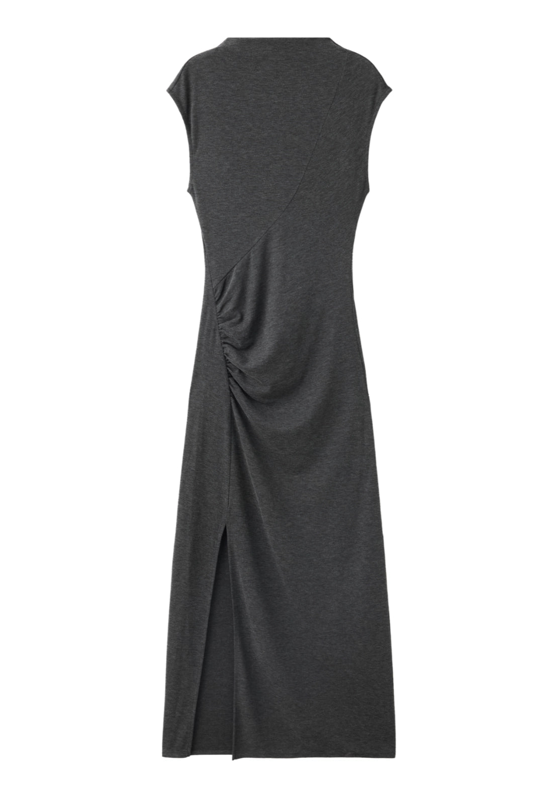 Side Ruched Knit Dress - Grey