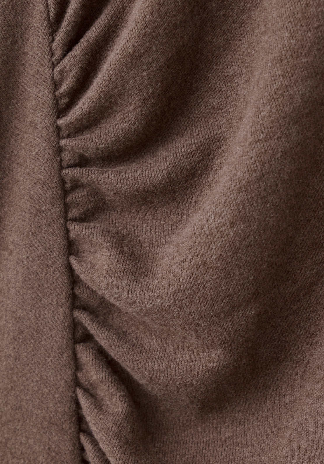 Side Ruched Knit Dress - Brown