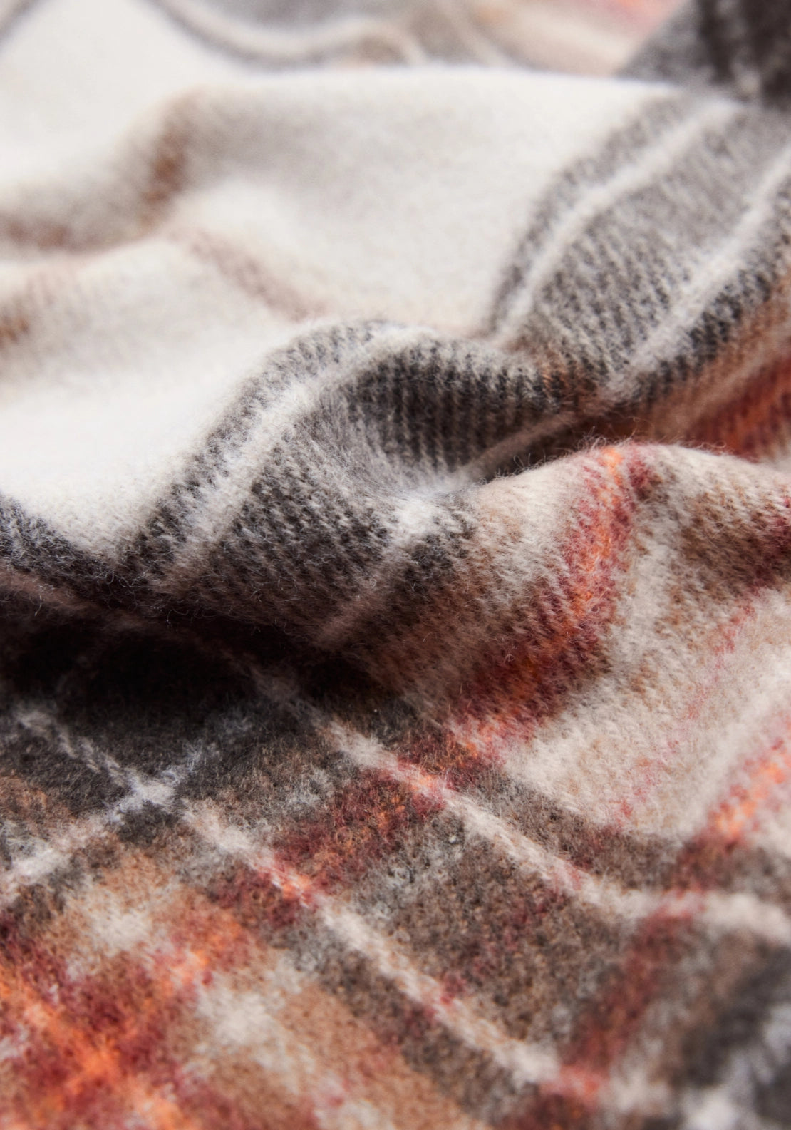 Fringed Check Scarf - Beige