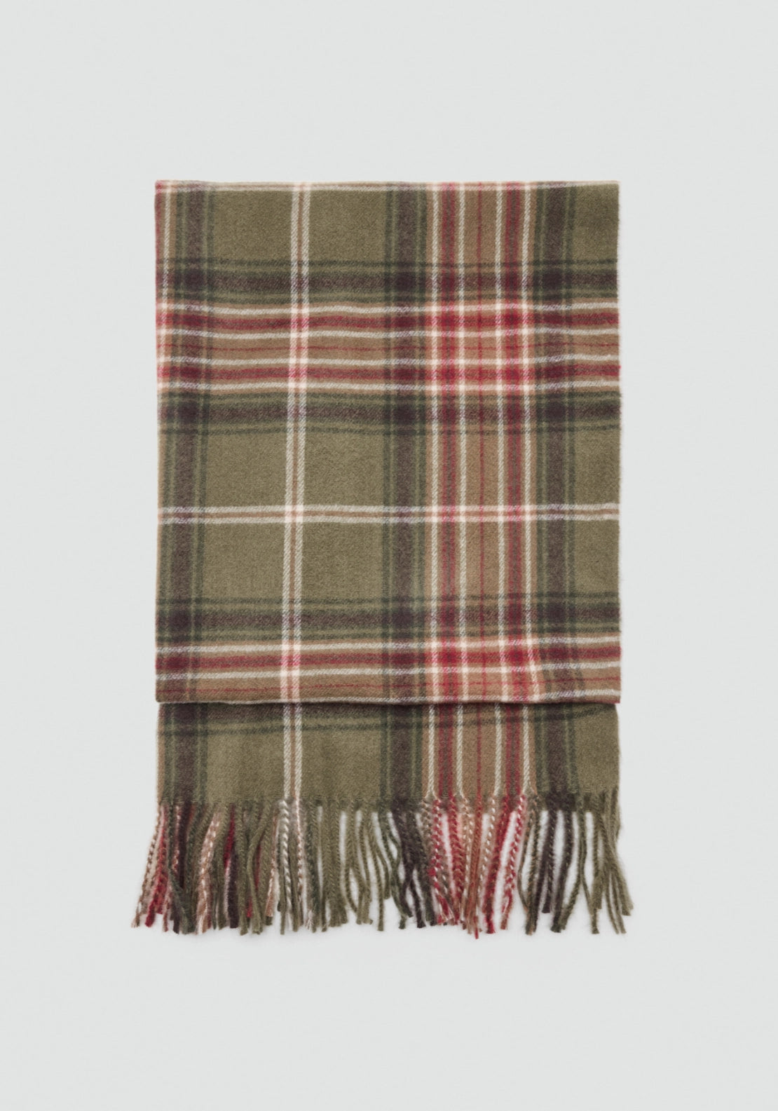 Fringed Check Scarf - Green