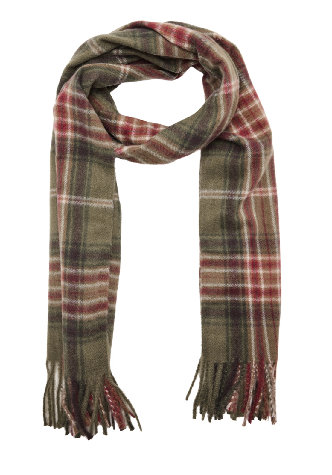 Fringed Check Scarf - Green