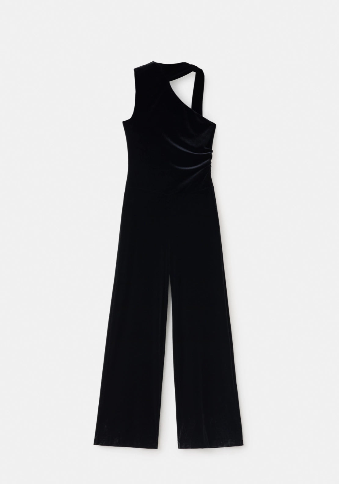 Velvet Jumpsuit One Shoulder - Black