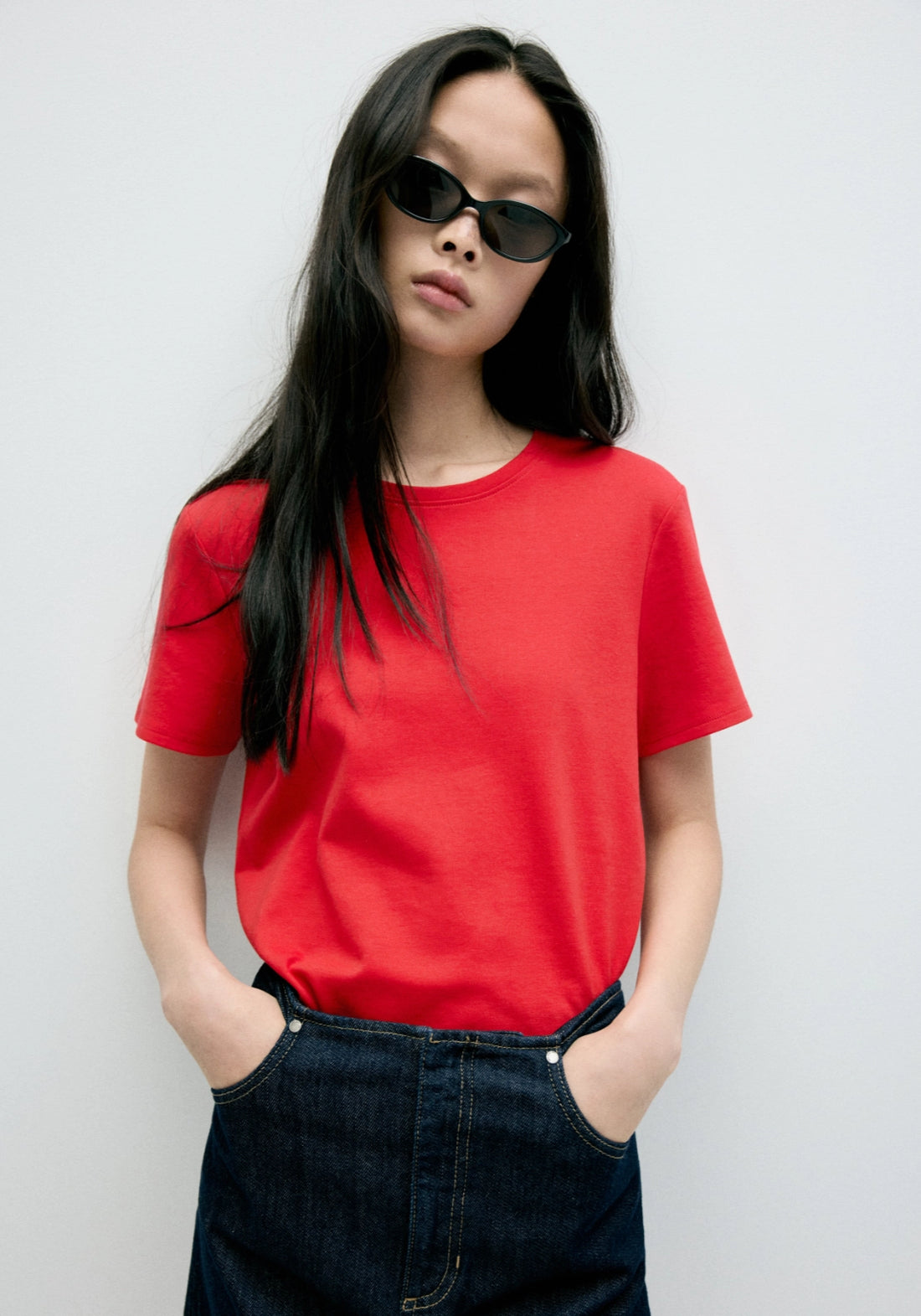 100% Cotton Round Neck T-Shirt - Red