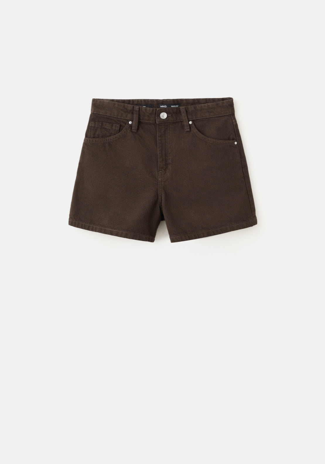 Straight-Fit Denim Shorts - Brown