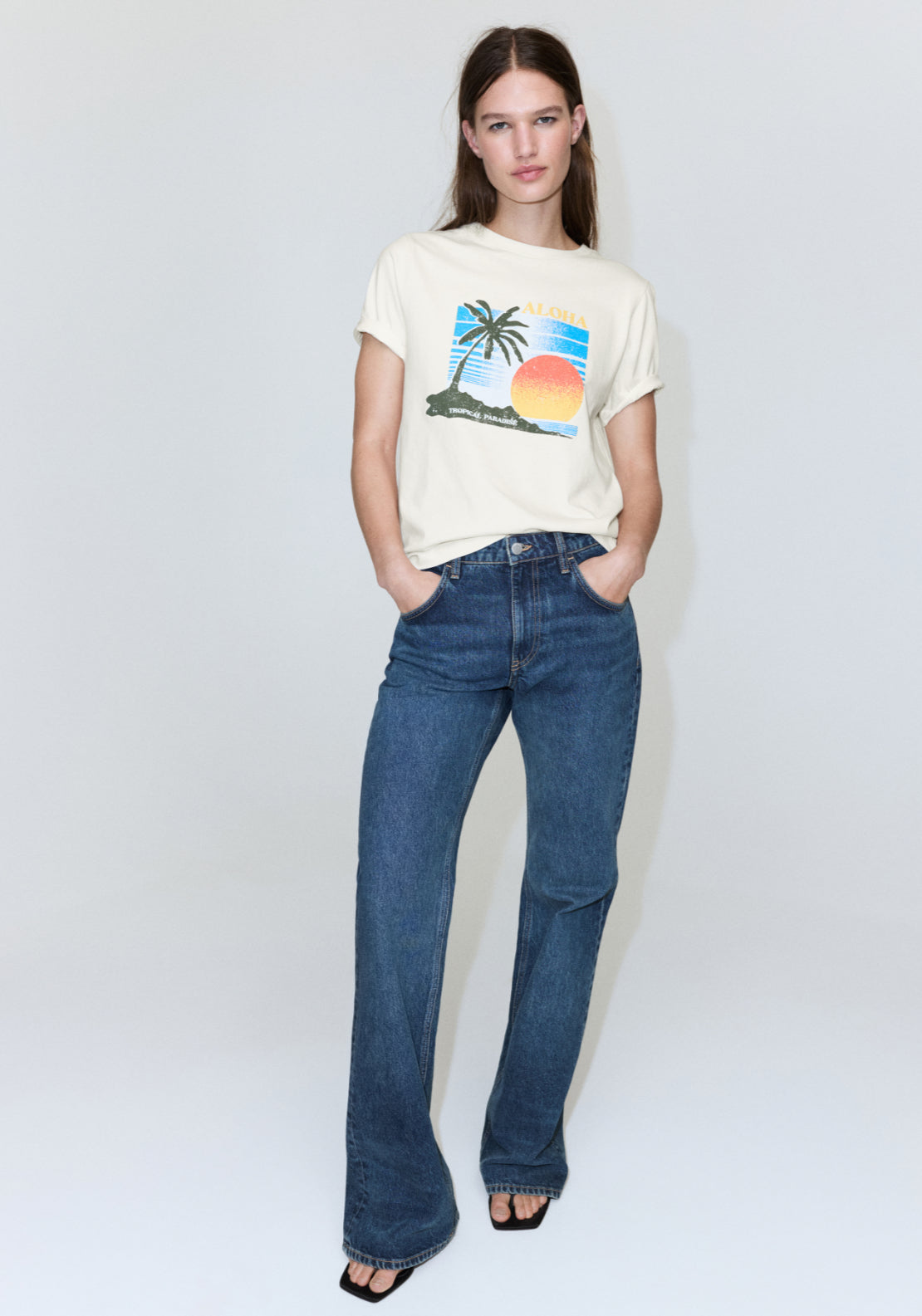 Printed Cotton-Blend T-Shirt - Cream