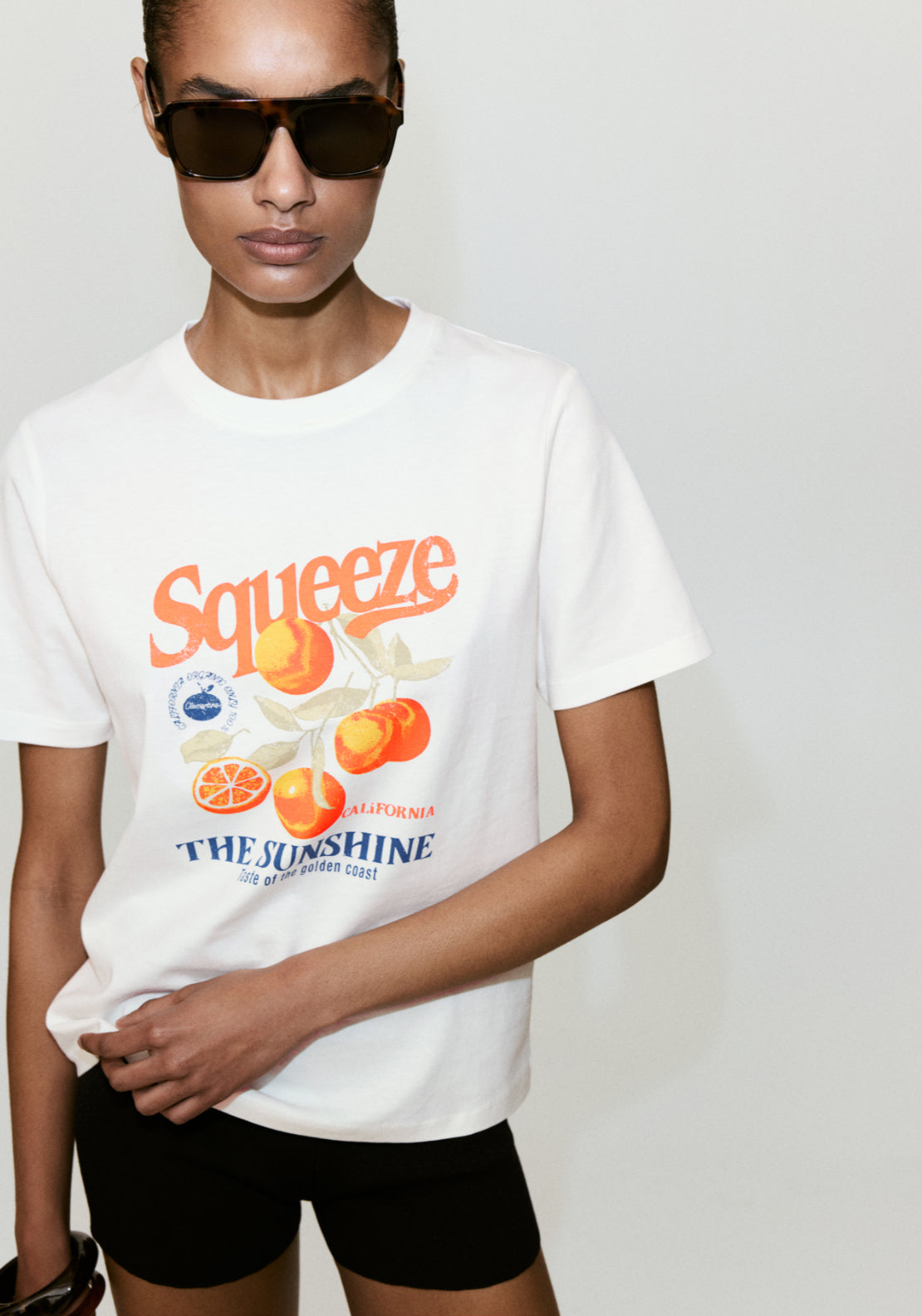 Printed Cotton-Blend T-Shirt - White/orange