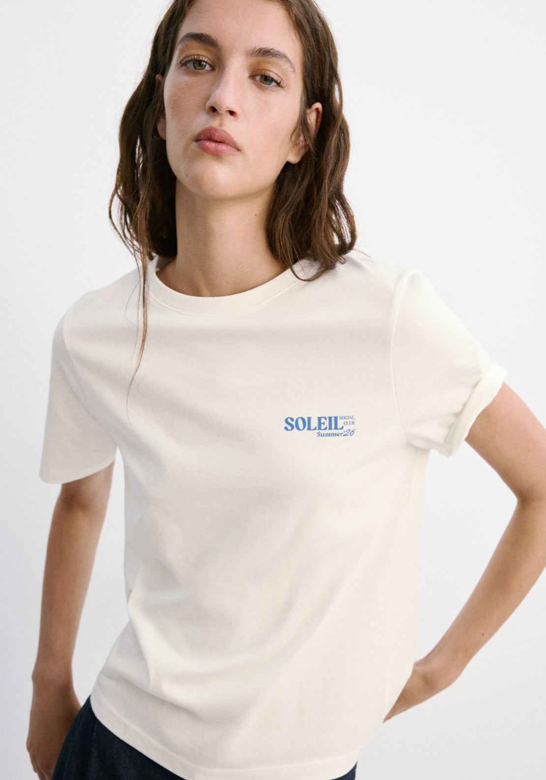 Printed Cotton-Blend T-Shirt - Cream/blue