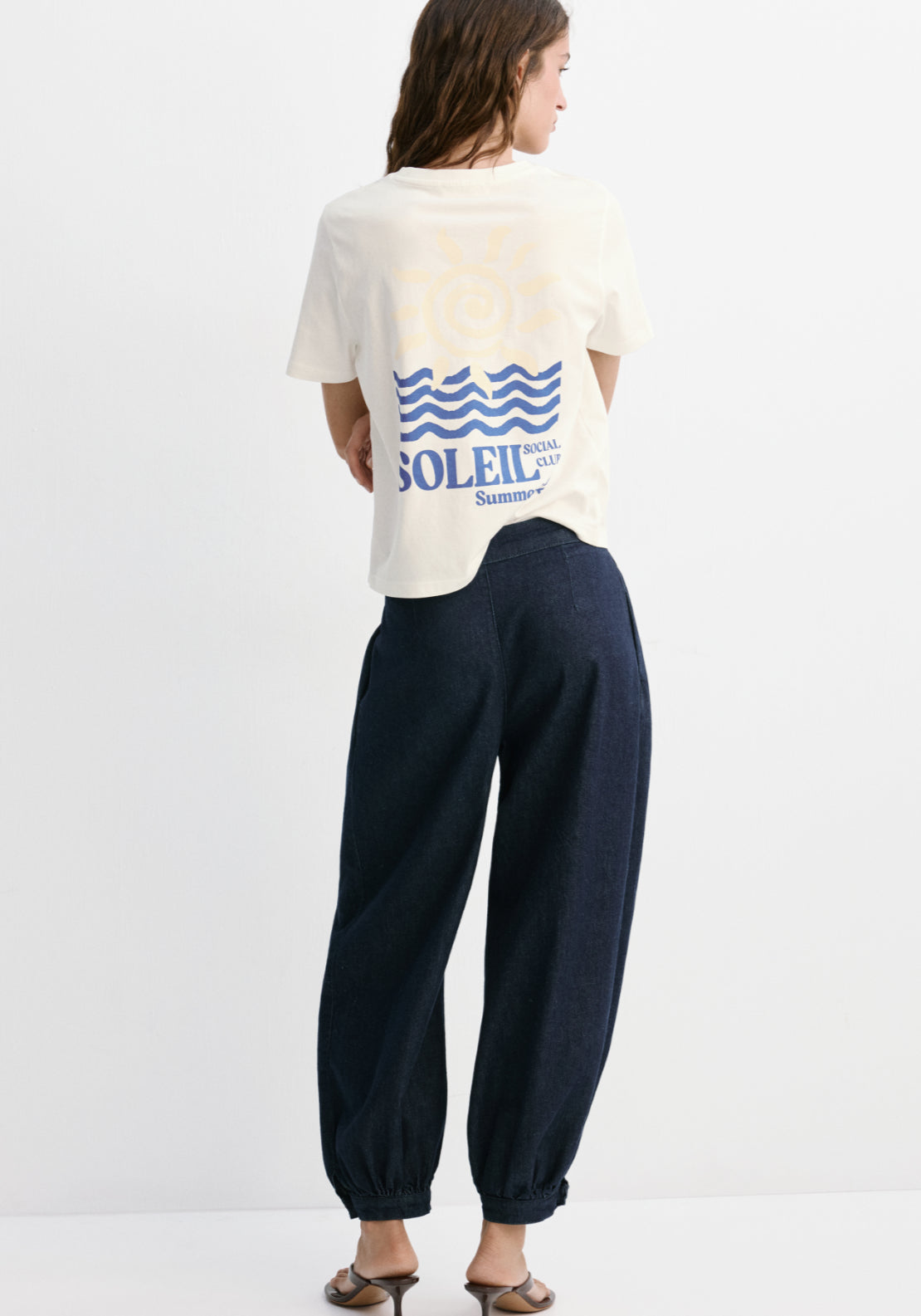 Printed Cotton-Blend T-Shirt - Cream/blue