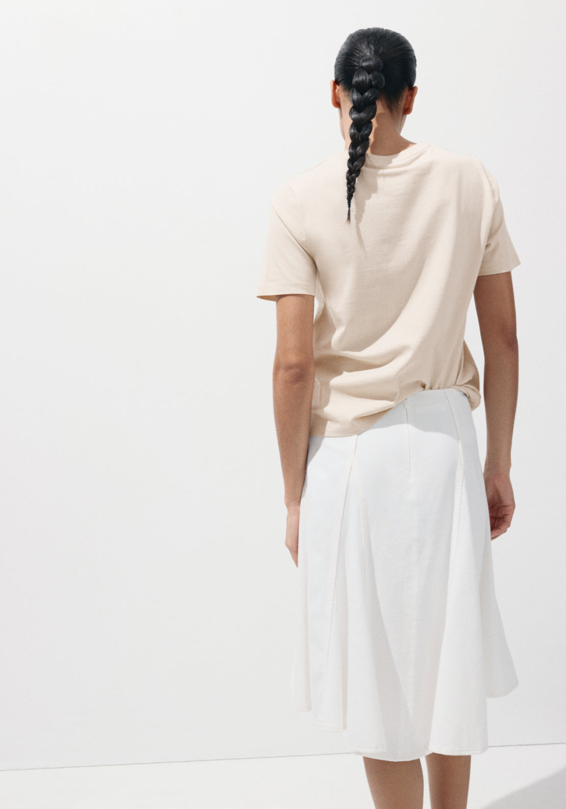 Printed Cotton Blend T-Shirt - Beige
