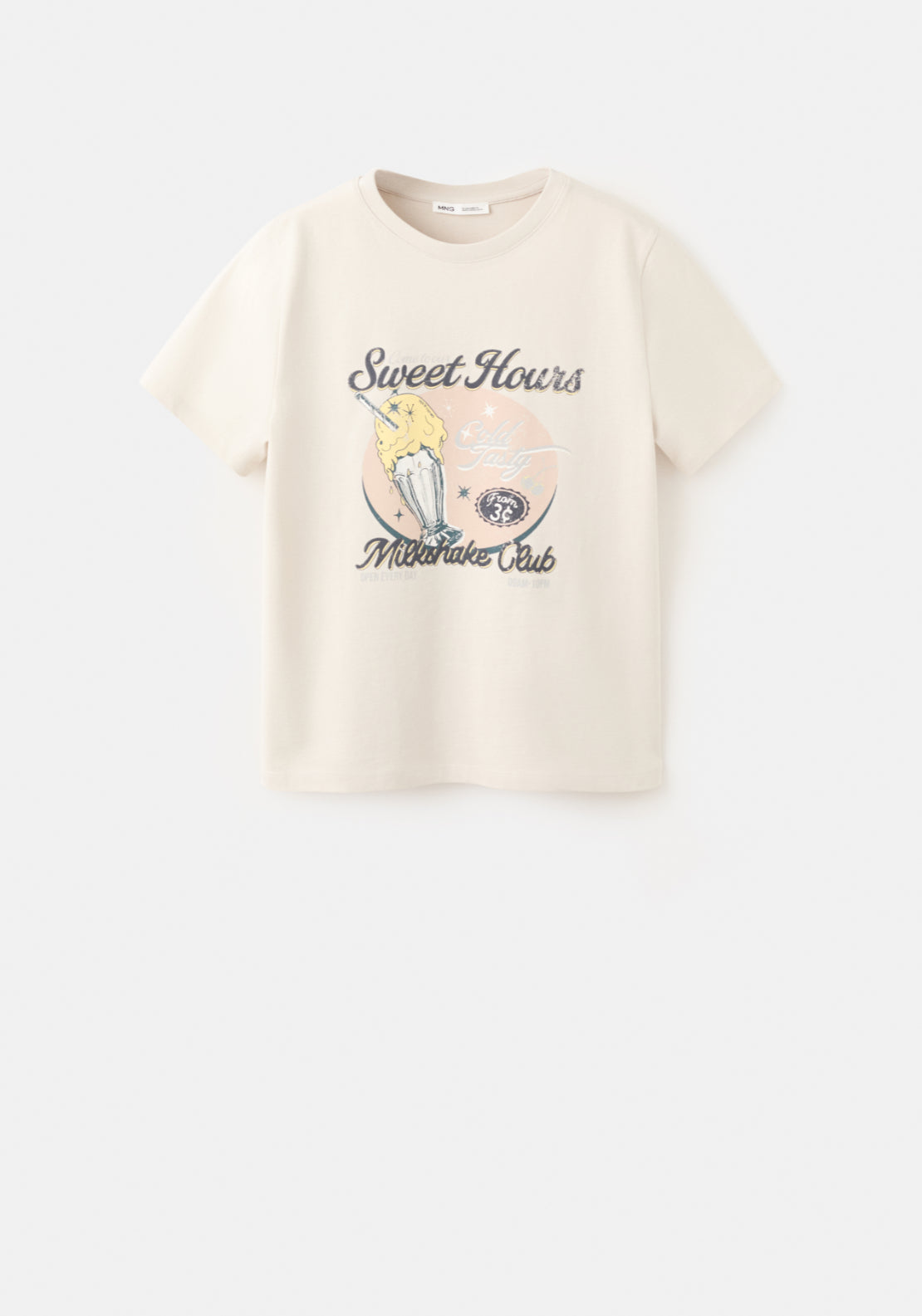 Printed Cotton Blend T-Shirt - Beige