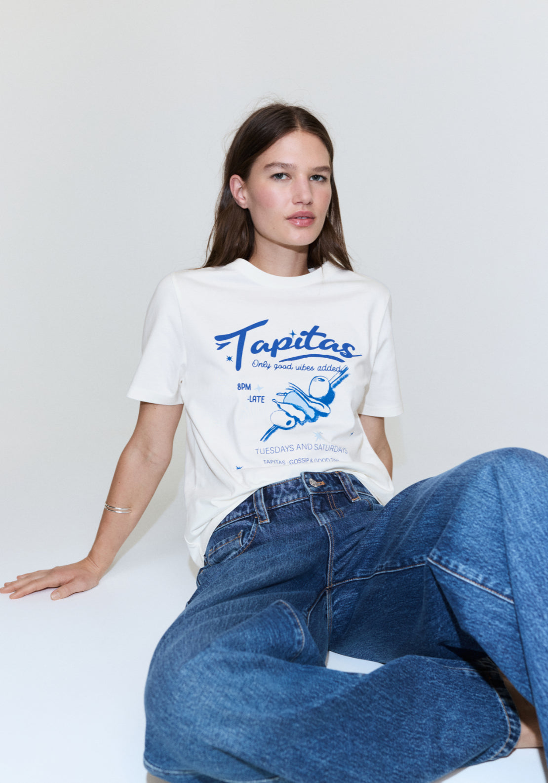 Printed Cotton Blend T-Shirt - White
