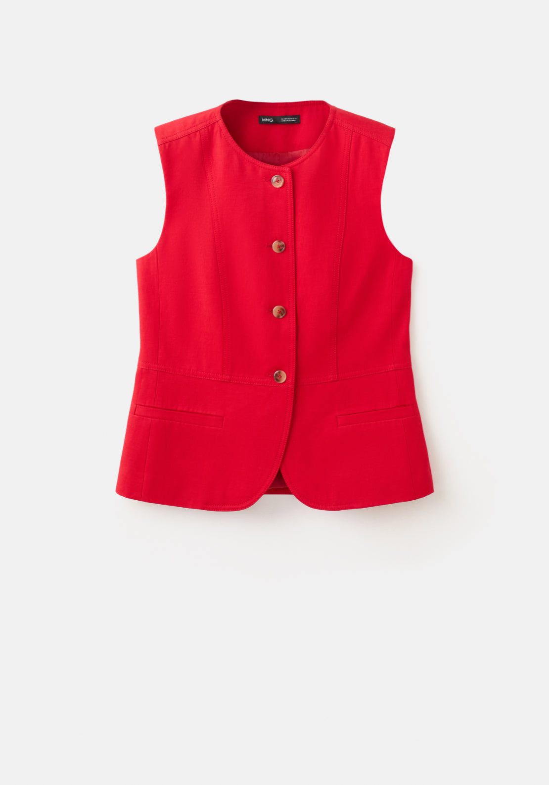 Lyocell Buttoned Gilet - Red