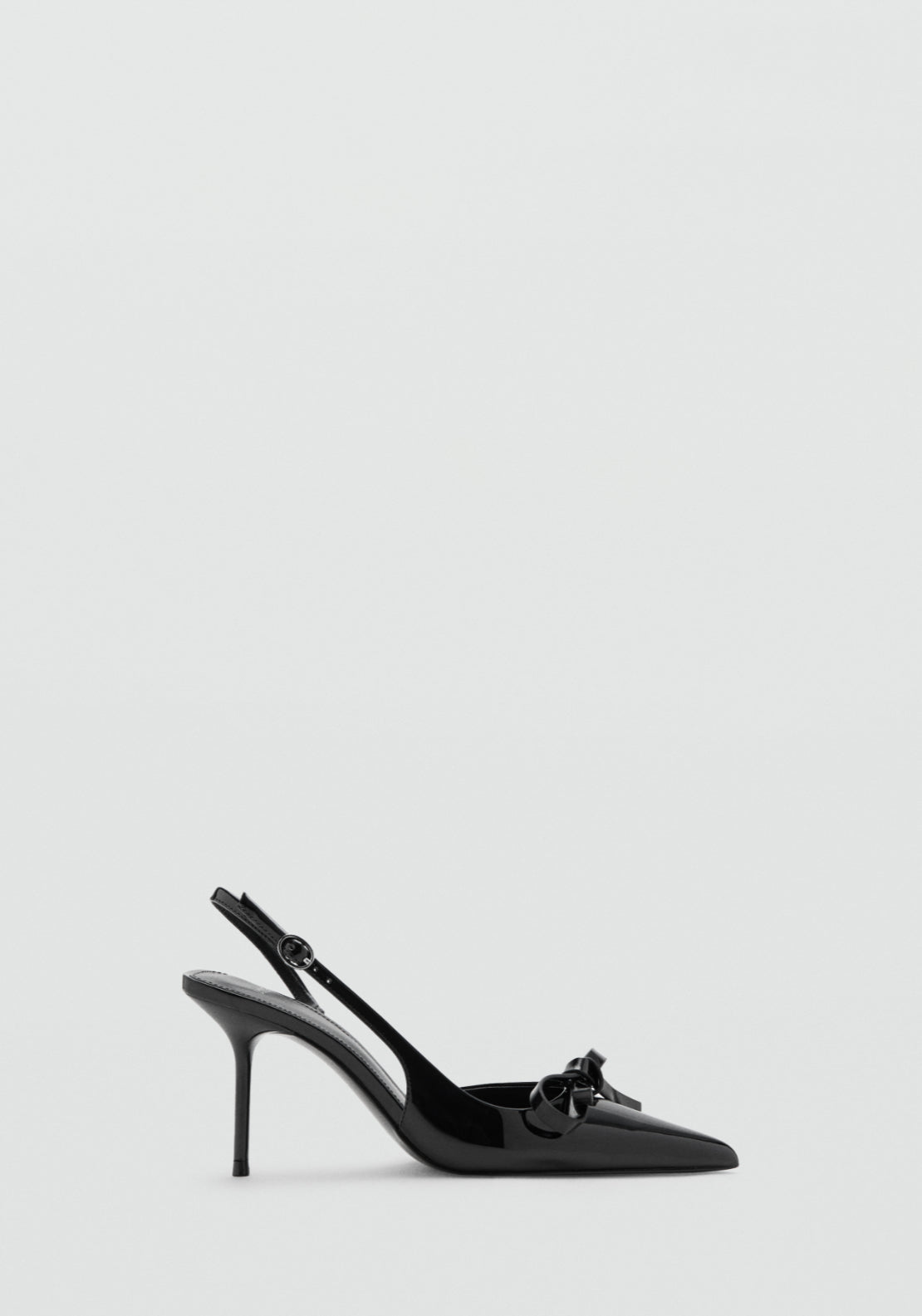 Patent Leather Bow High Heel Shoe - Black