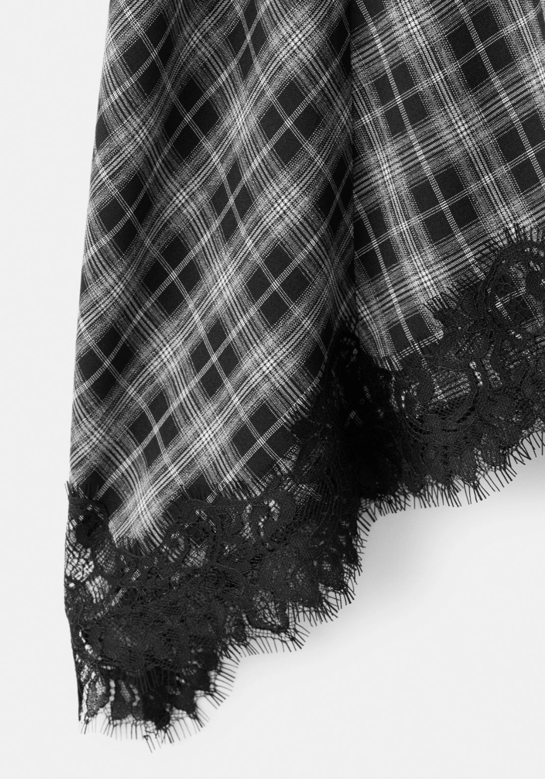 Flowy Checked Midi Skirt - Black
