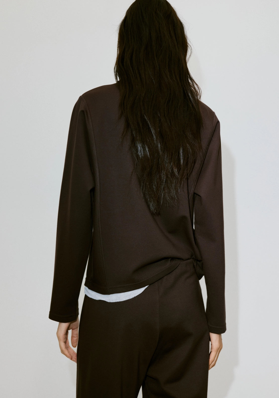 Turtleneck Sweatshirt With Zip - Brown