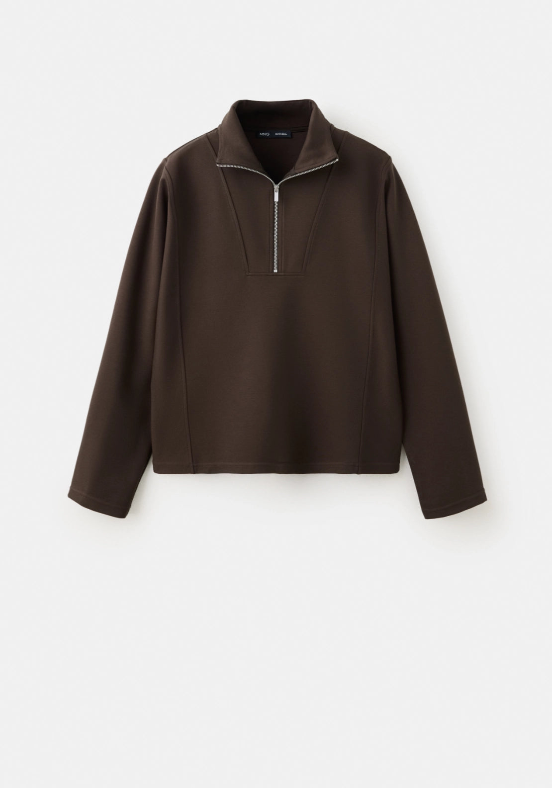 Turtleneck Sweatshirt With Zip - Brown