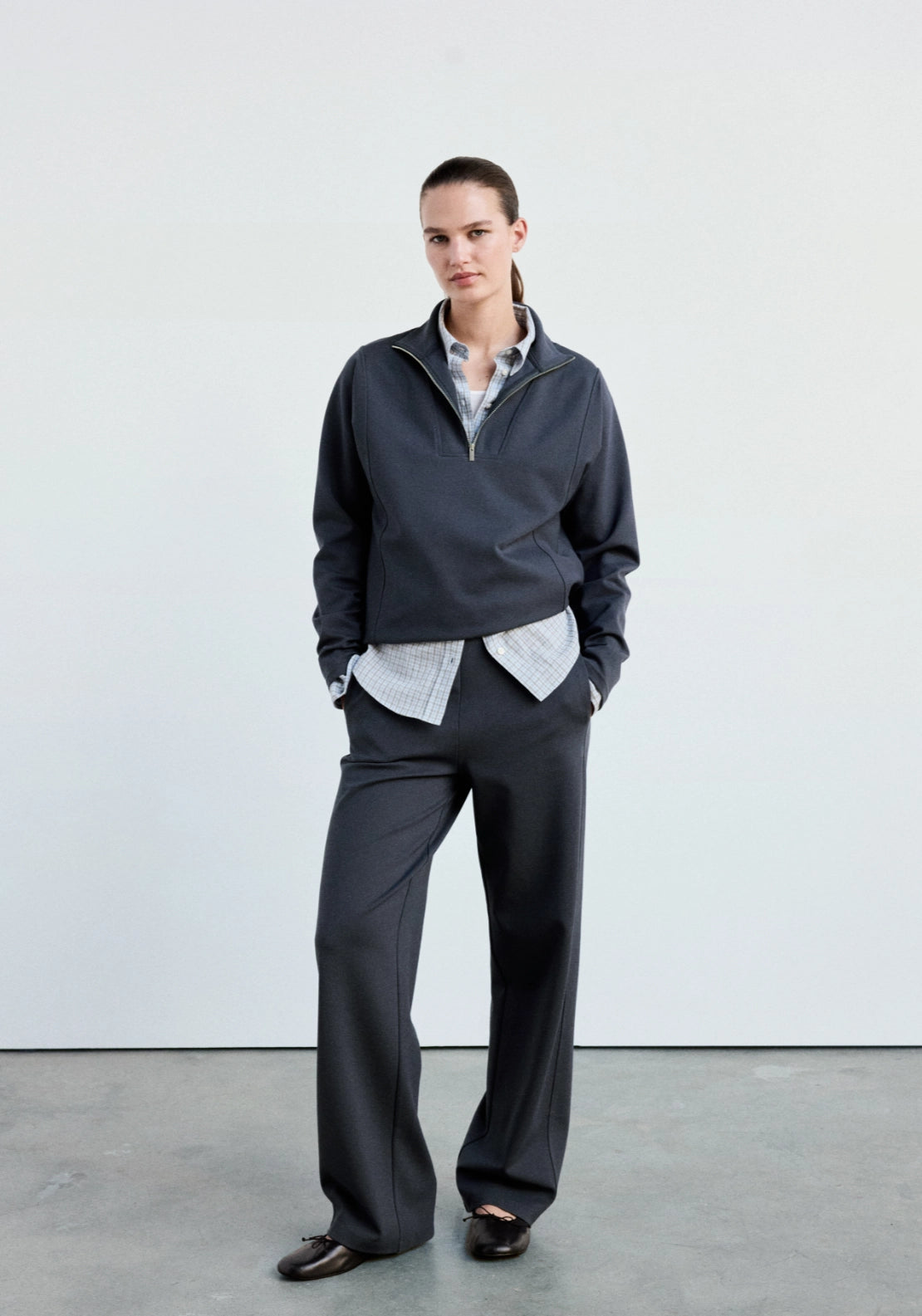 Turtleneck Sweatshirt With Zip - Blue