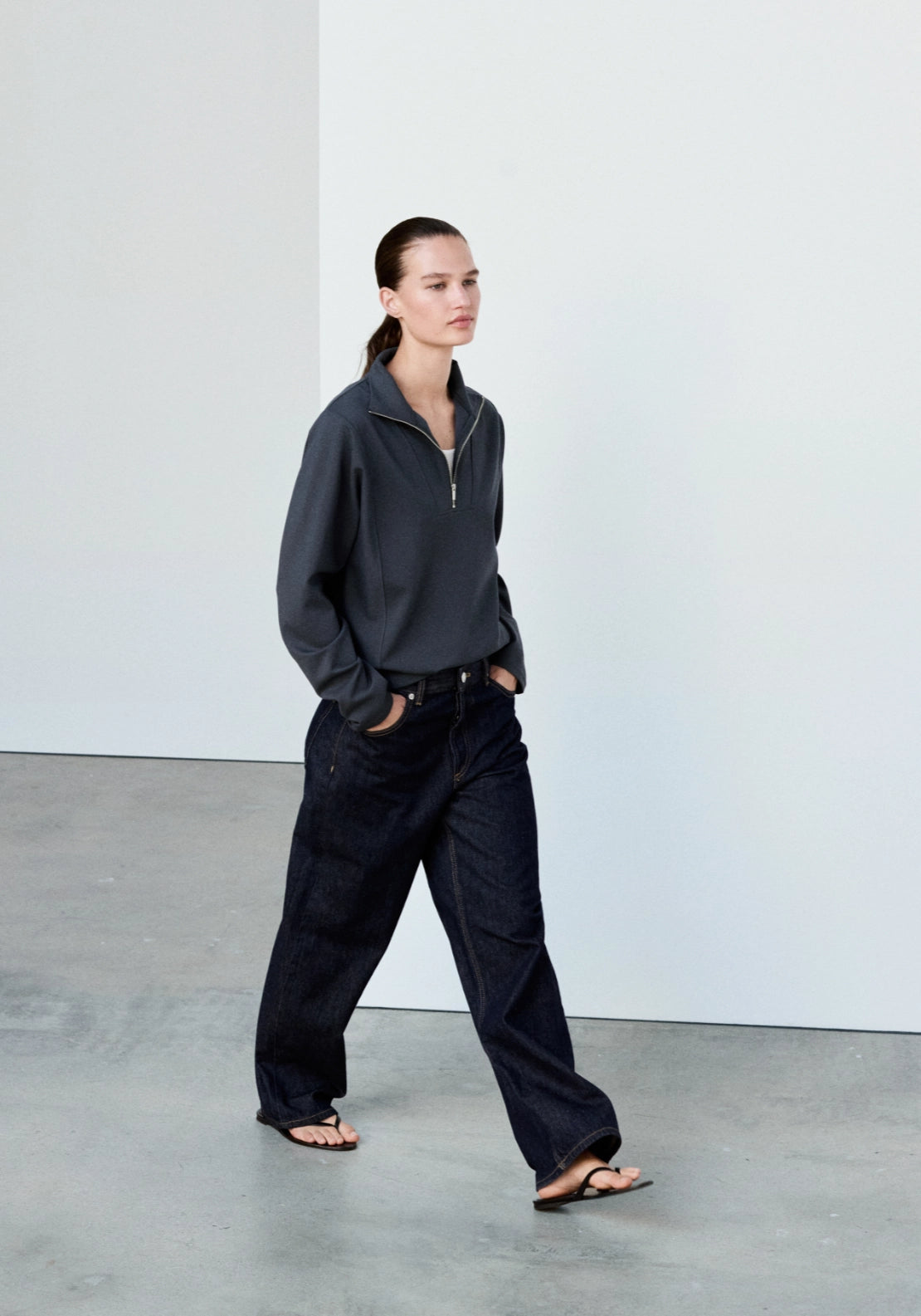 Turtleneck Sweatshirt With Zip - Blue