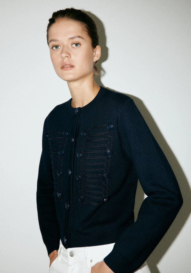 Knit Jacket Toggle Detail - Blue