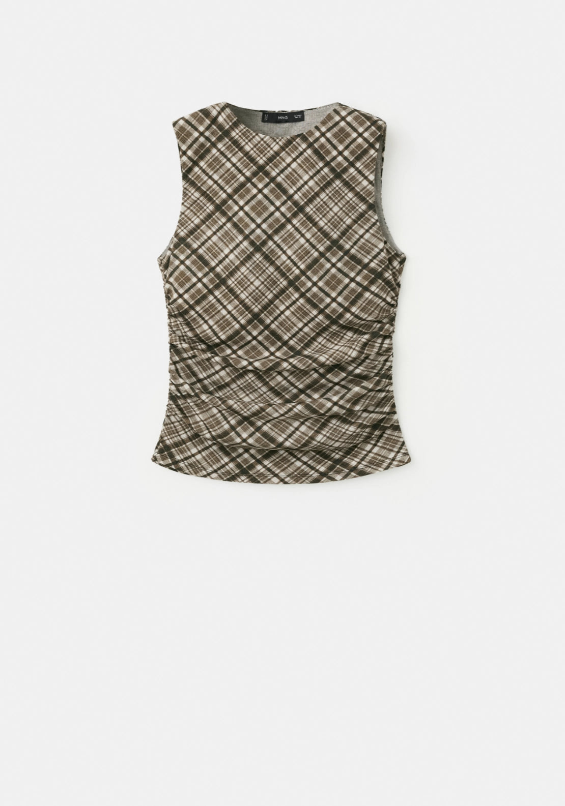 Checked Draped Top - Brown