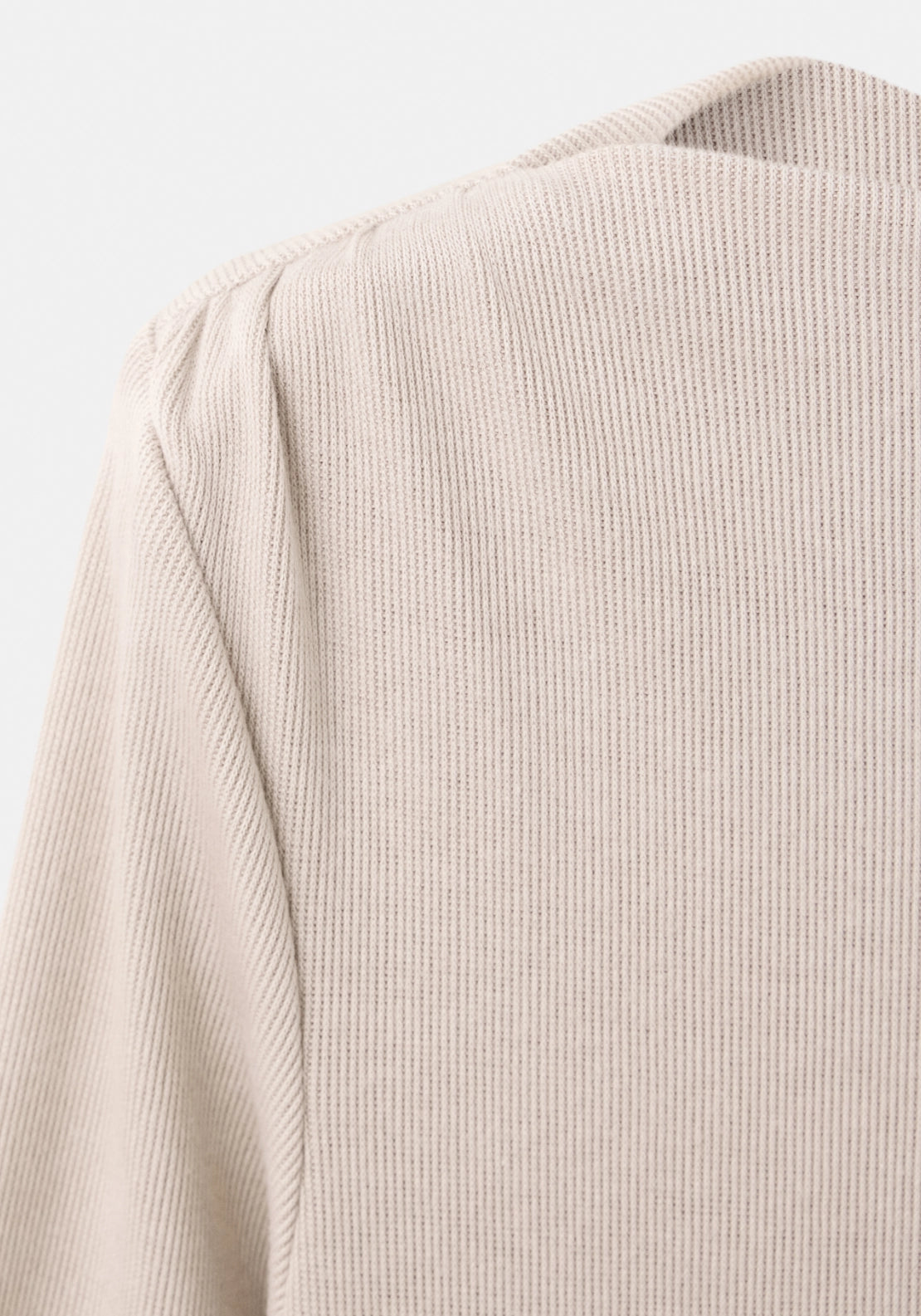 Long Sleeved Boat-Neck T-Shirt - Beige
