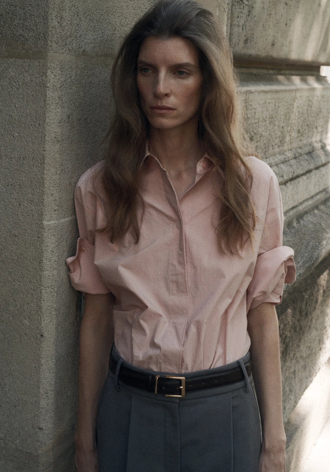 3/4 Sleeve Poplin Shirt - Pink