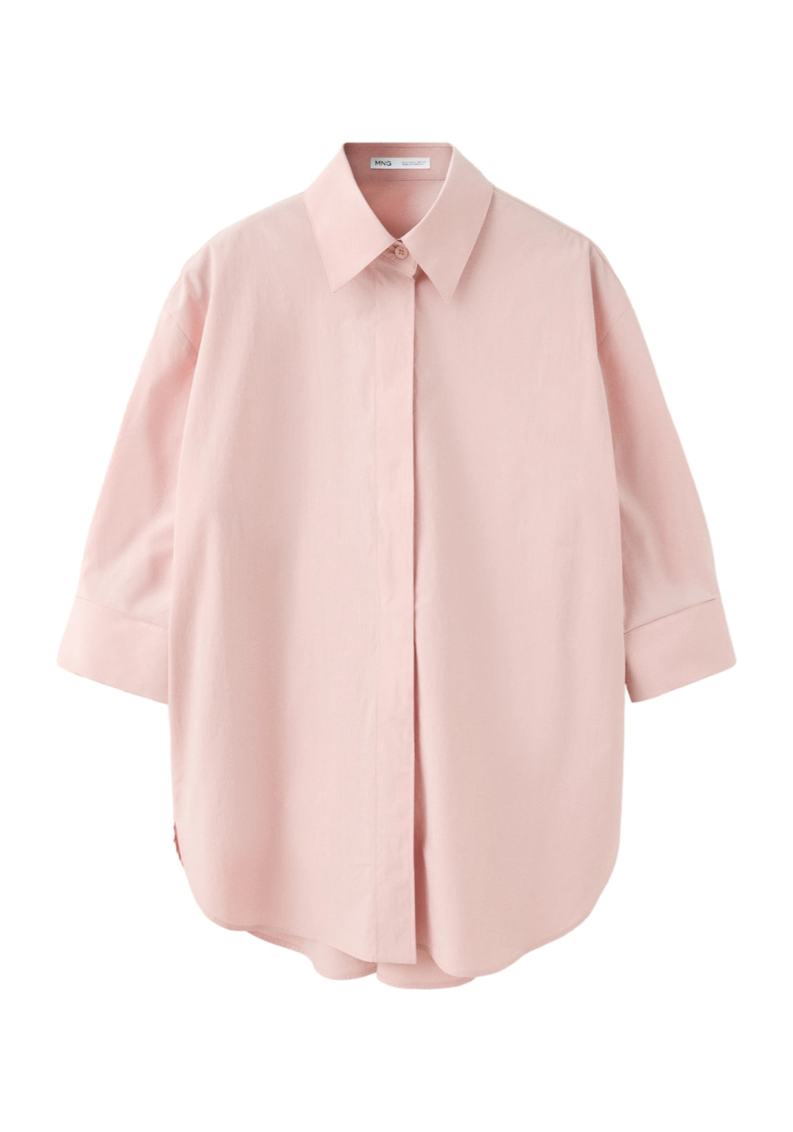 3/4 Sleeve Poplin Shirt - Pink