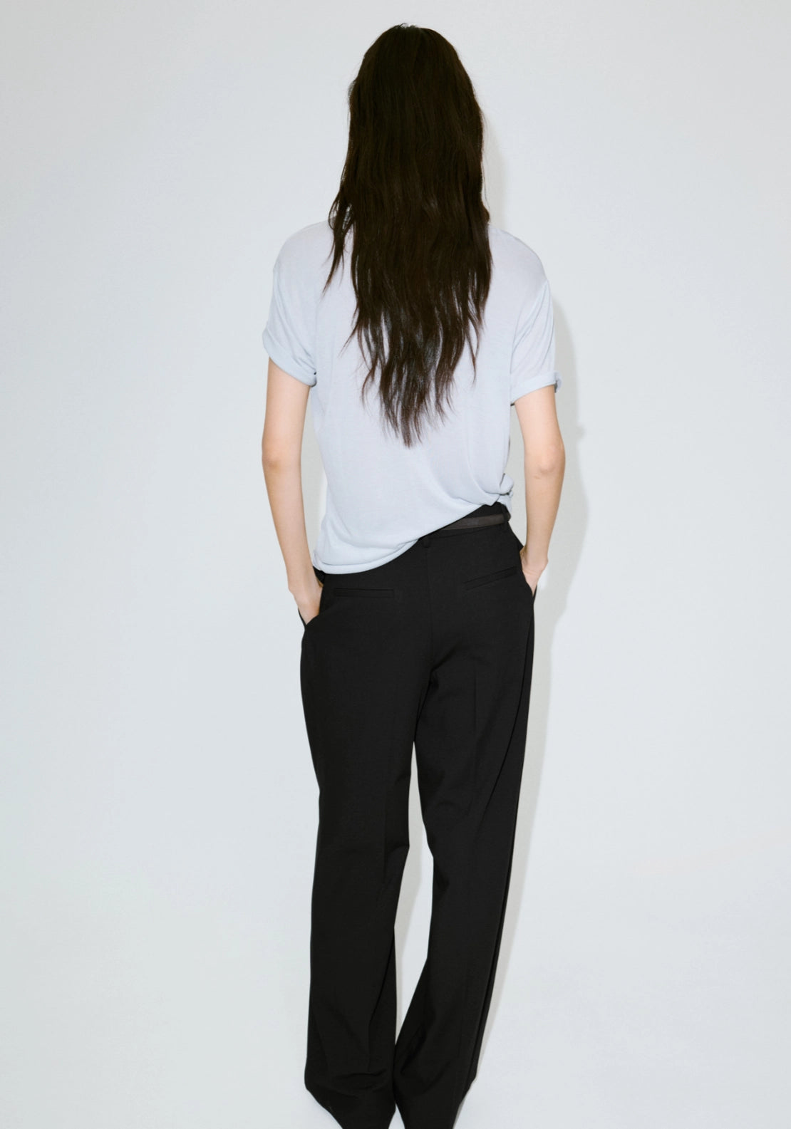 Straight Fit Pleated Trousers - Black