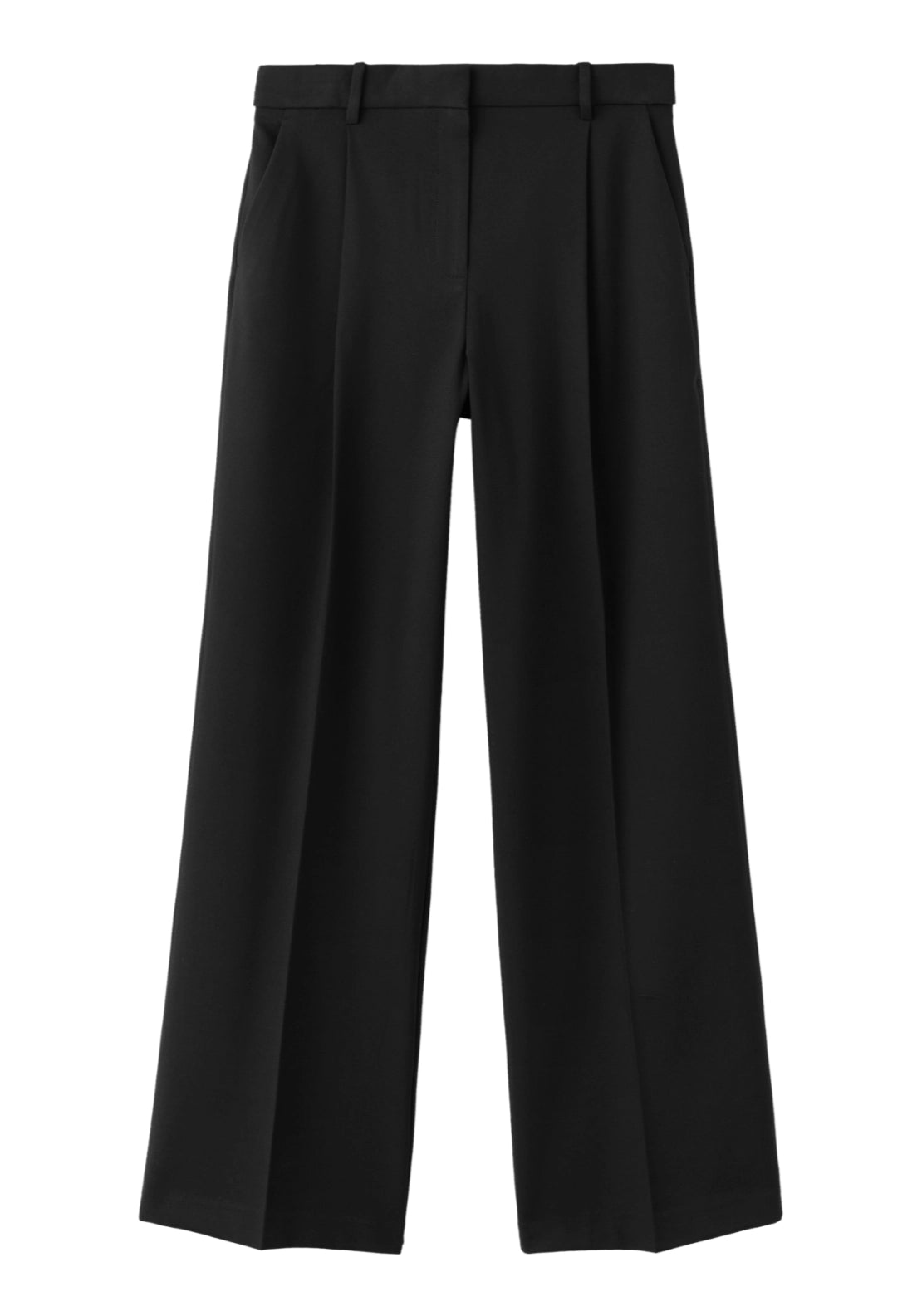 Straight Fit Pleated Trousers - Black
