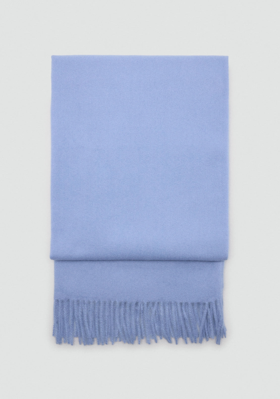 Fringed Edge Plaid Scarf - Blue