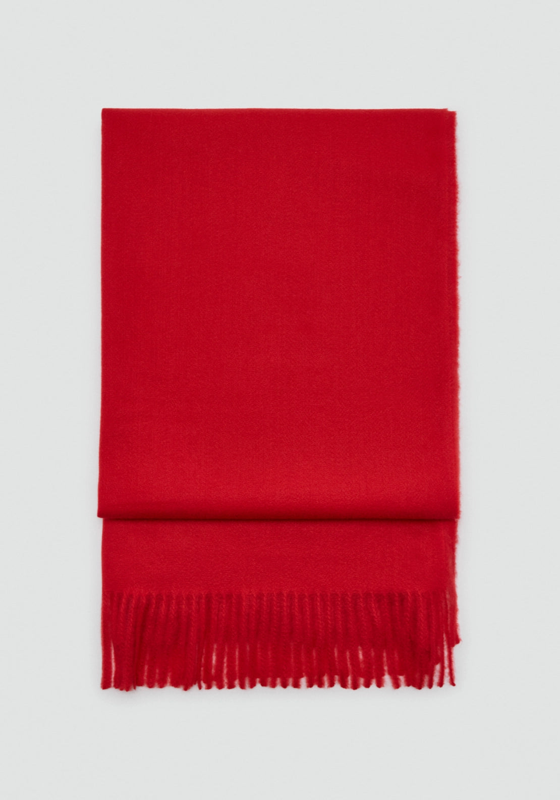 Fringed Edge Plaid Scarf - Red