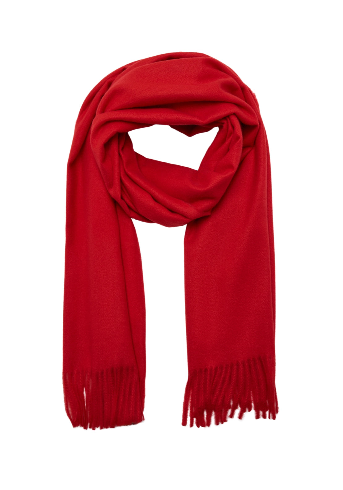 Fringed Edge Plaid Scarf - Red