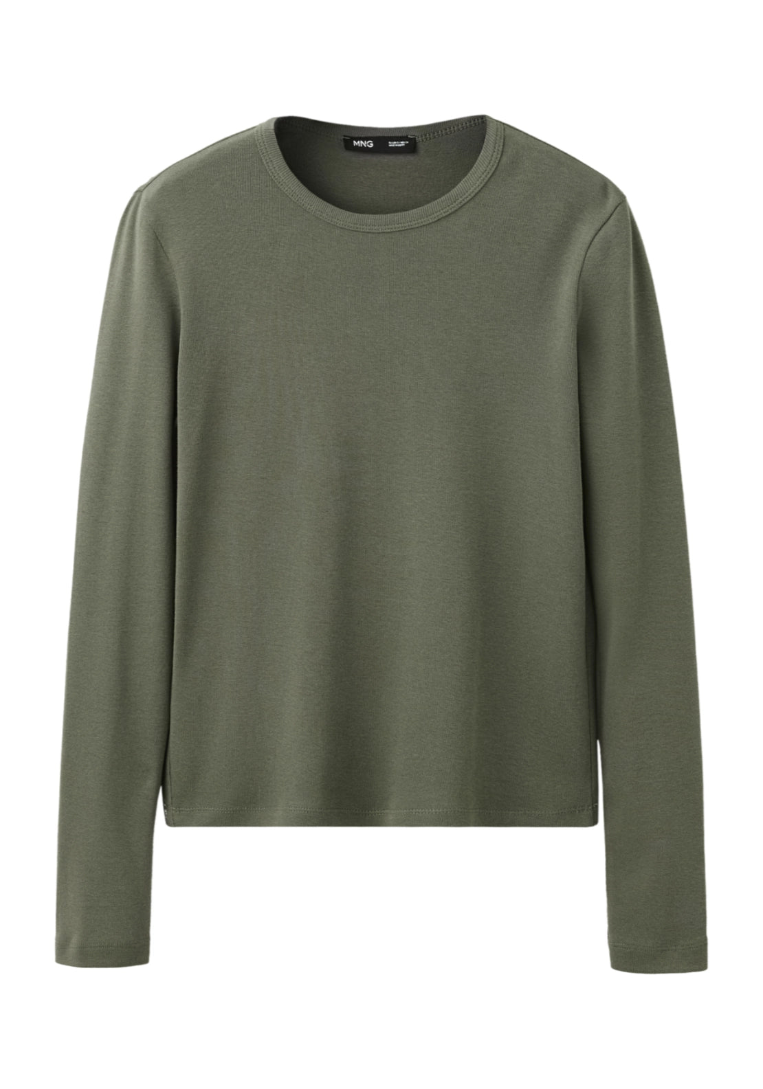 100% Cotton Fitted Long Sleeve Top - Green