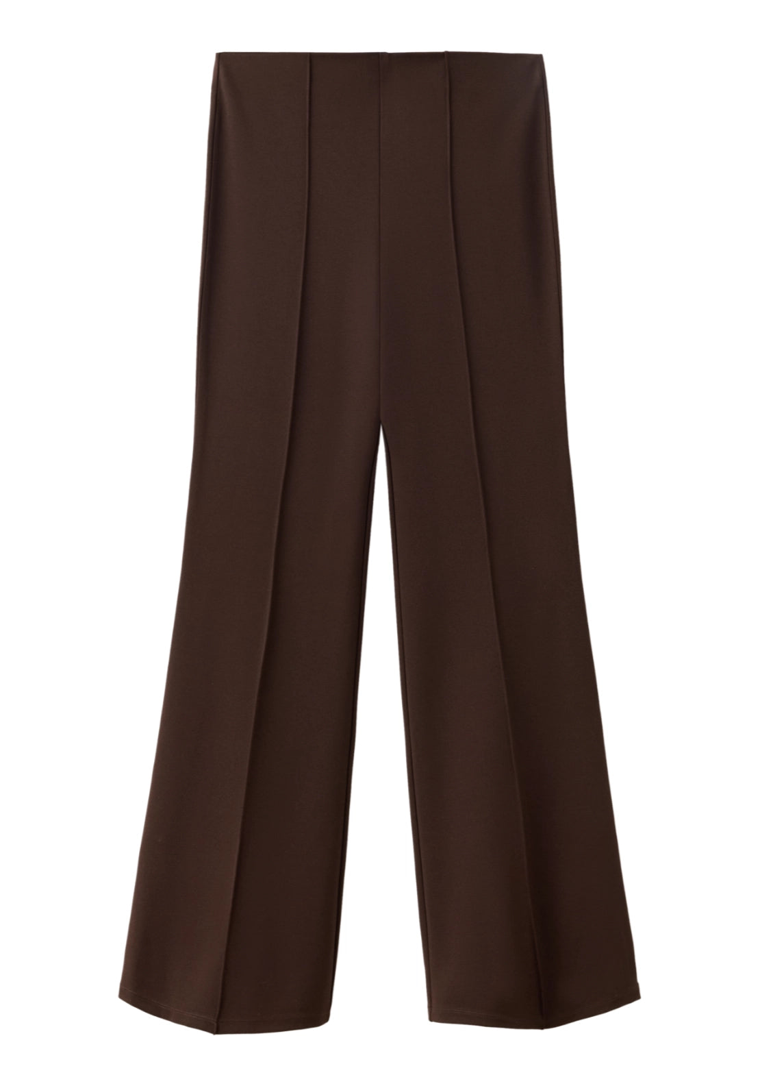 Straight Leg Leggings With Seams - Brown