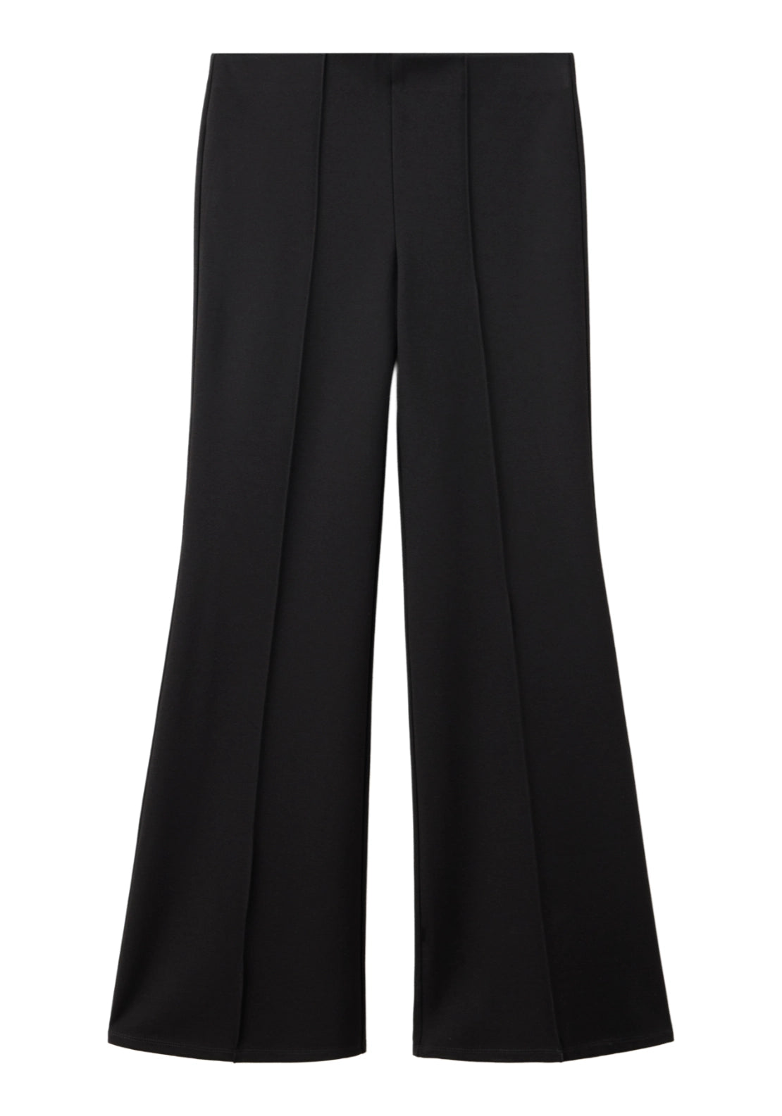 Straight Leg Leggings With Seams - Black