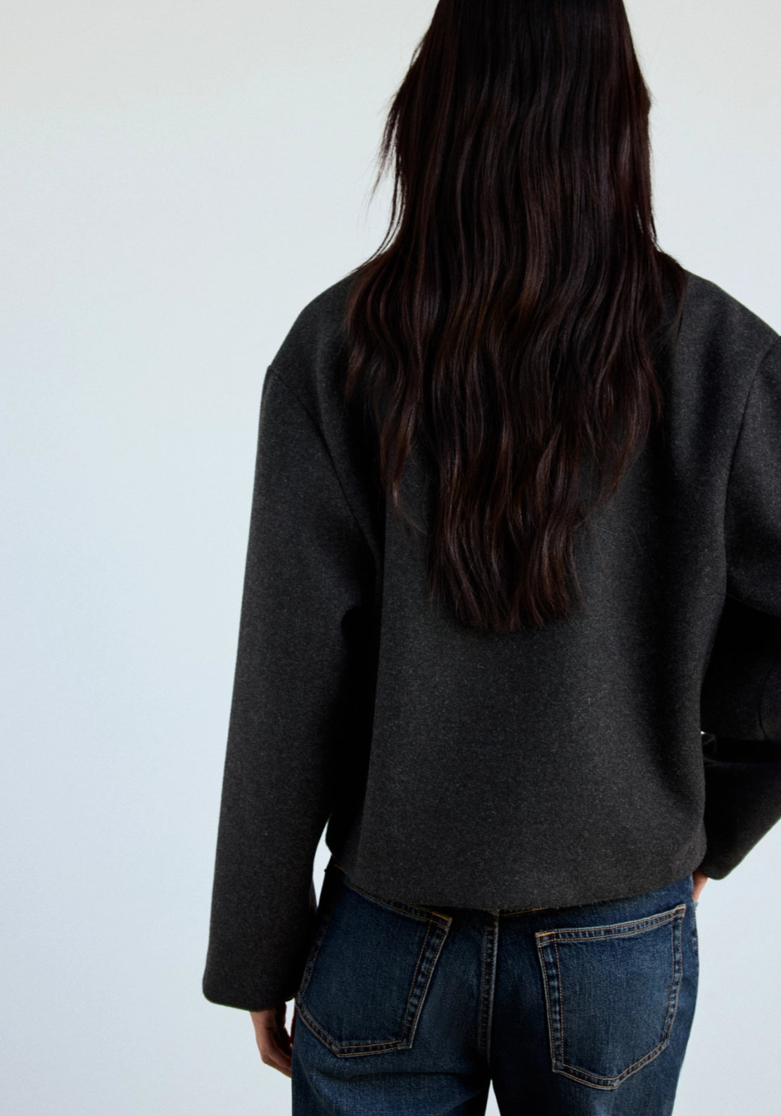 Straight Cut Jacket With Toggle Closures - Grey