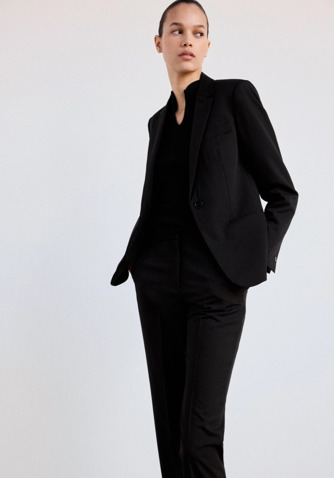 Straight Leg Suit Trousers - Black