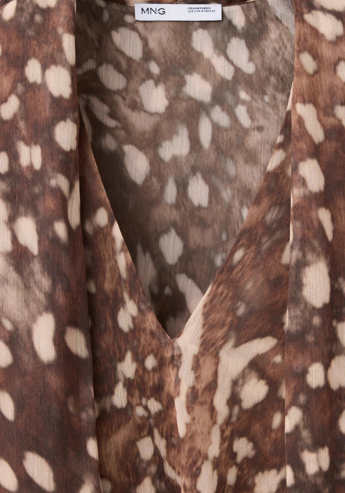 Printed Chiffon Blouse - Brown