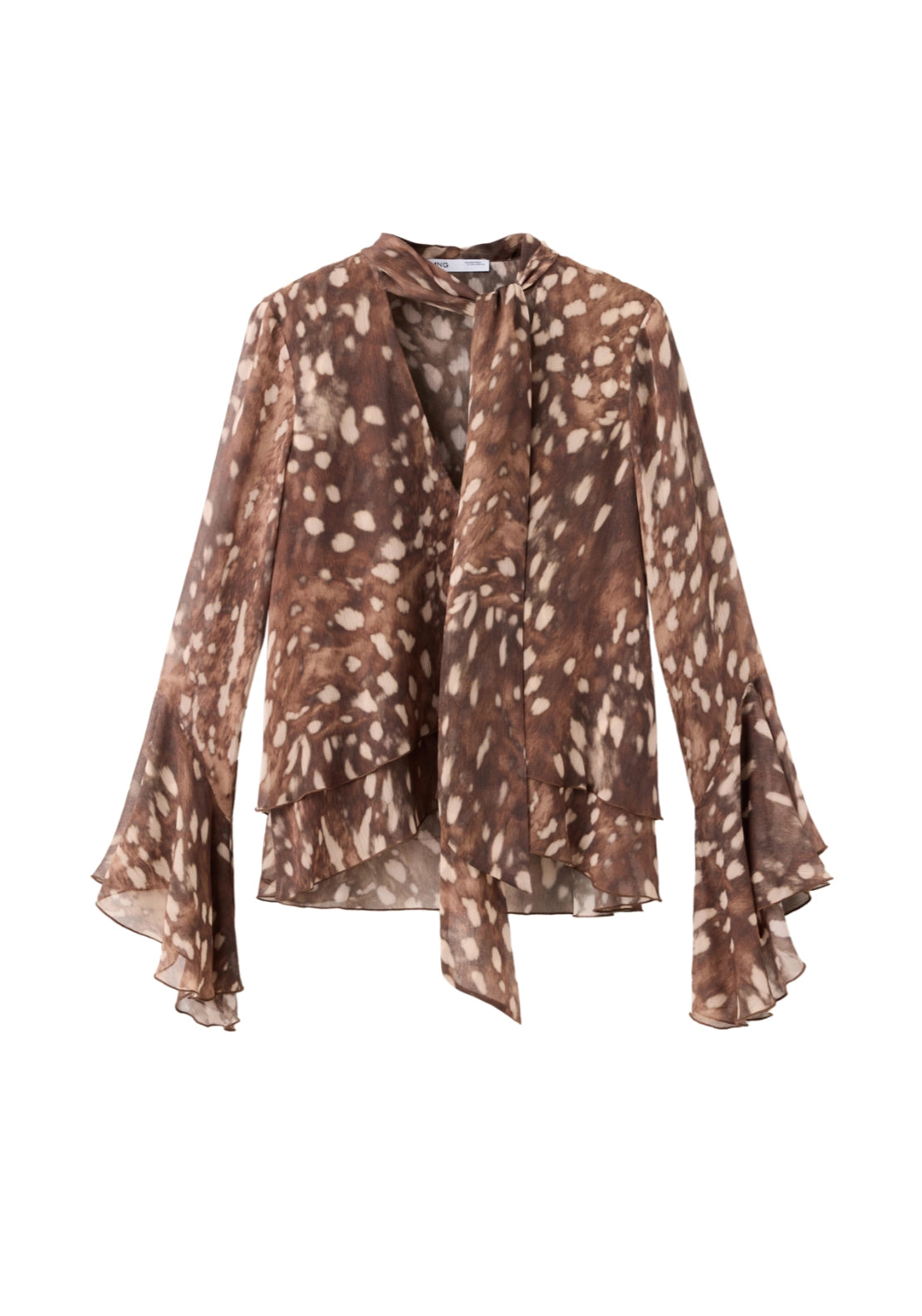 Printed Chiffon Blouse - Brown
