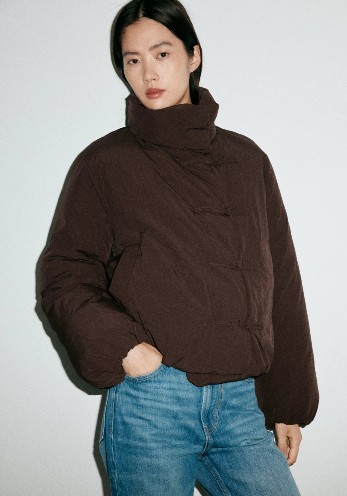 Quilted Toggle Anorak - Brown