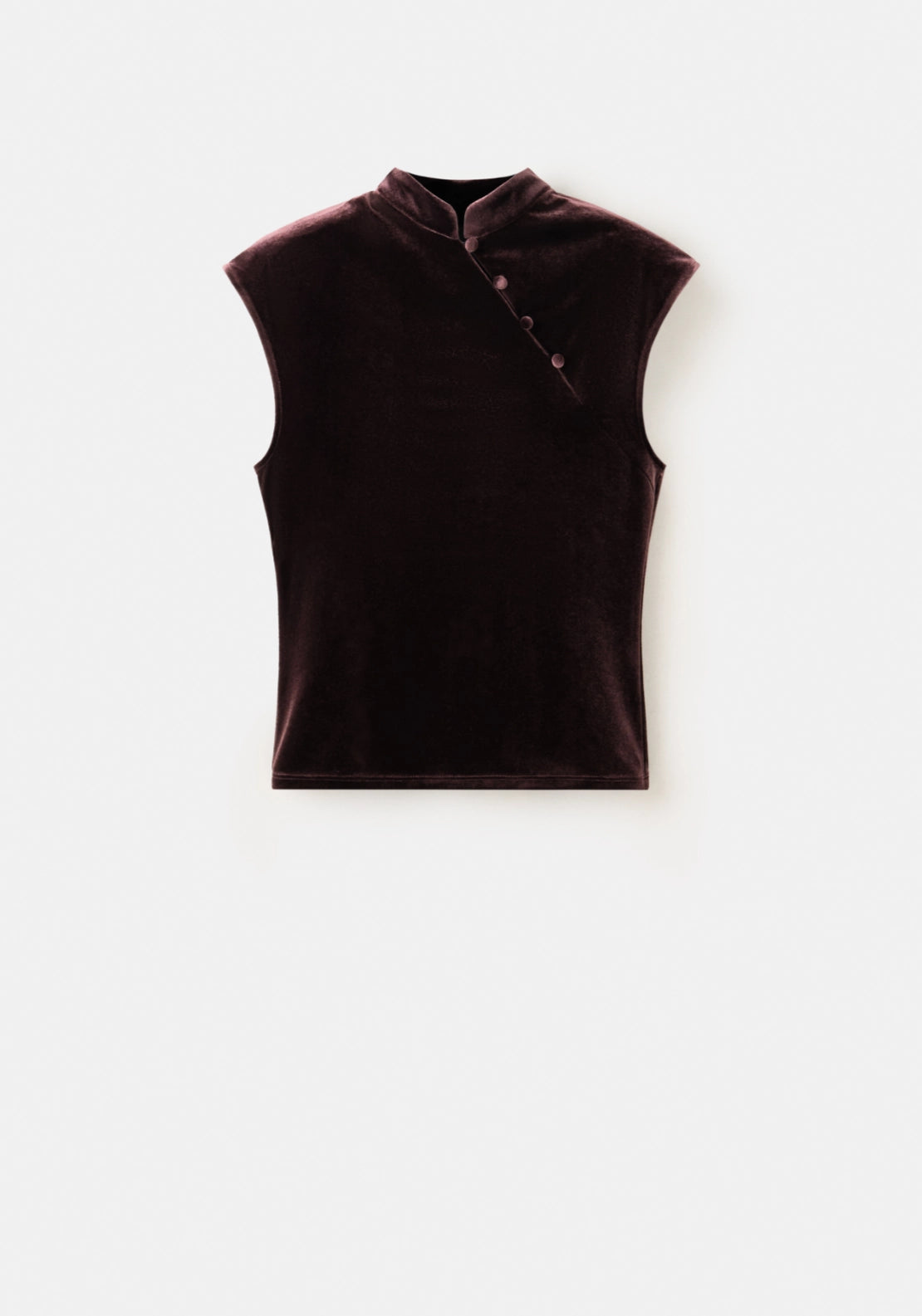 Velvet Top With Buttons - Burgundy
